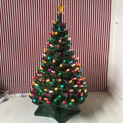 Best The Jolly Christmas Shop 21.5" Medium 1950's Lighted Green Ceramic Christmas Tree