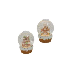 Hot The Jolly Christmas Shop 7.6" Battery Operated Gingerbread House Spinning Water Globe 2597420