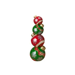 New The Jolly Christmas Shop 39.5" Battery Operated LED Lighted Red And Green Stacked Ornaments Christmas Decoration 2604390
