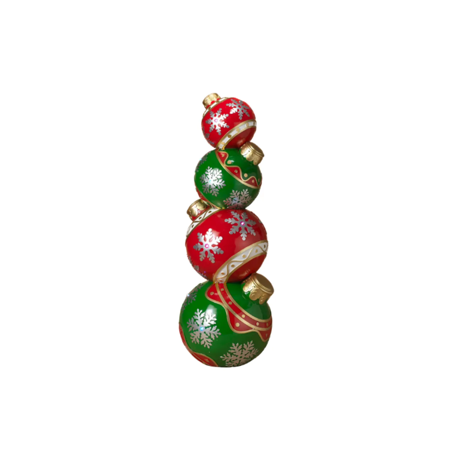 New The Jolly Christmas Shop 39.5" Battery Operated LED Lighted Red And Green Stacked Ornaments Christmas Decoration 2604390