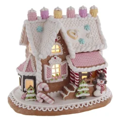 Hot The Jolly Christmas Shop 9" Battery Operated LED Lighted Claydough Gingerbread Cake Christmas House GBJ0010
