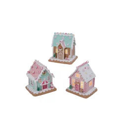 Outlet The Jolly Christmas Shop 5.8" Battery Operated Lighted Pastel Claydough Gingerbread House Christmas Figure 2497240