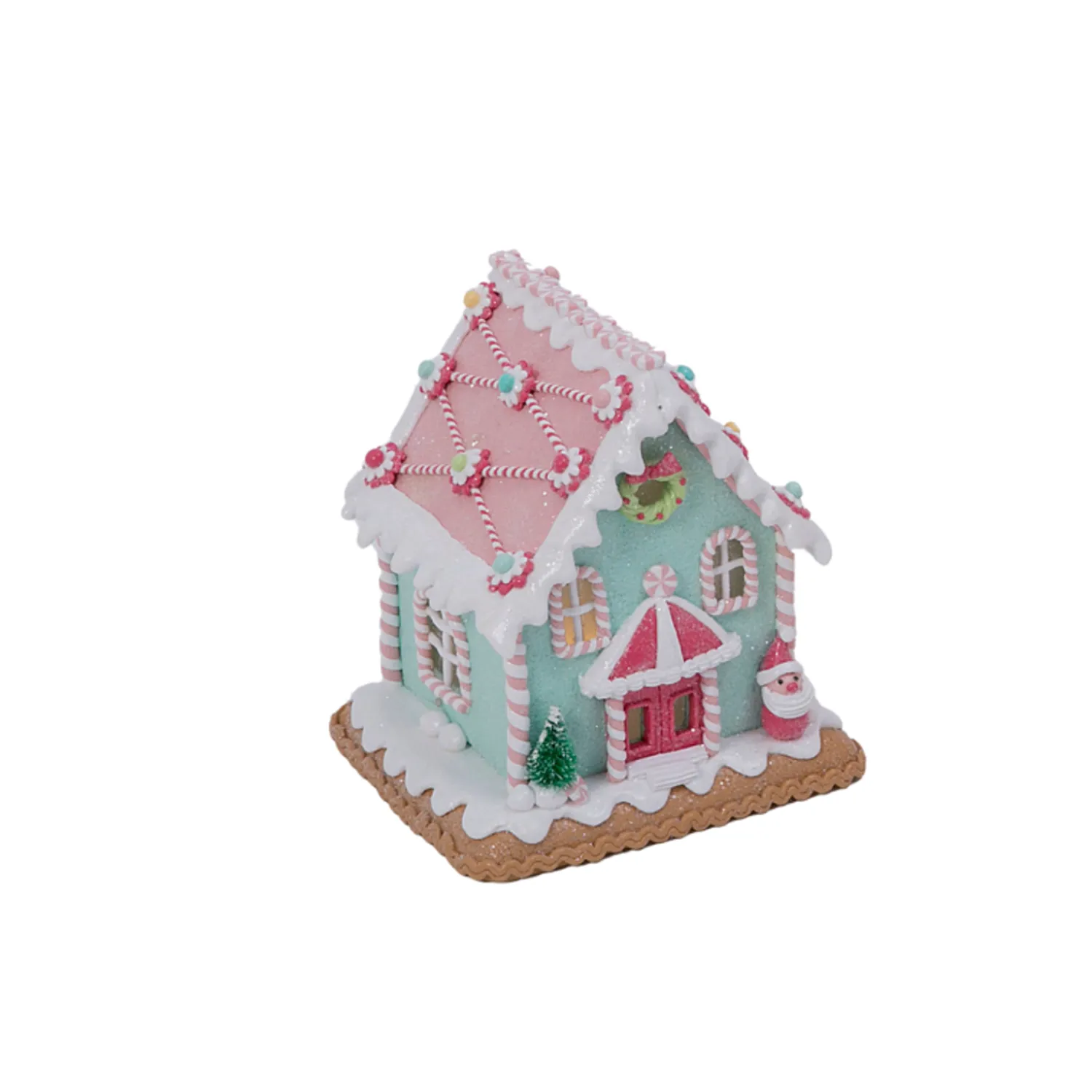 Outlet The Jolly Christmas Shop 5.8" Battery Operated Lighted Pastel Claydough Gingerbread House Christmas Figure 2497240