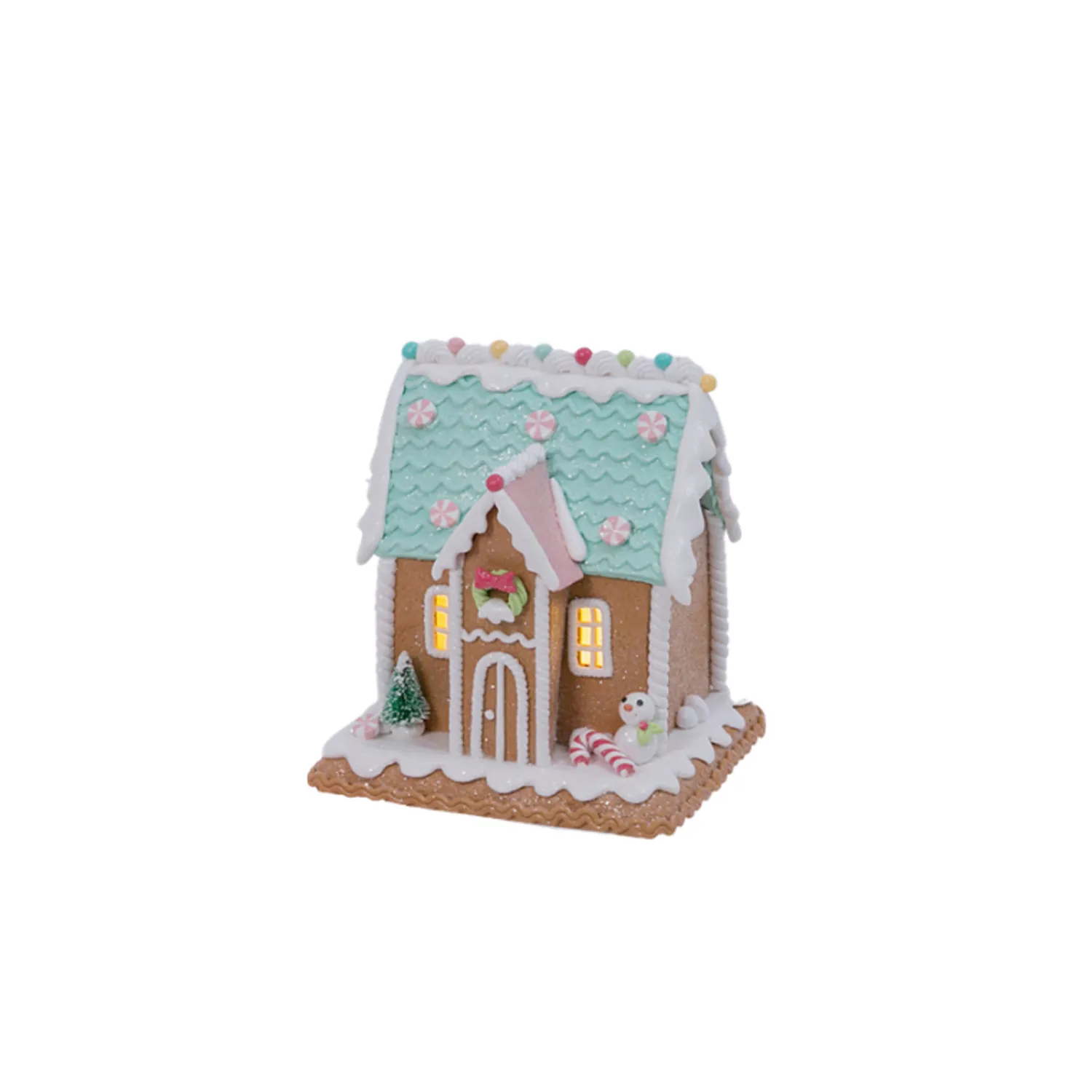Outlet The Jolly Christmas Shop 5.8" Battery Operated Lighted Pastel Claydough Gingerbread House Christmas Figure 2497240