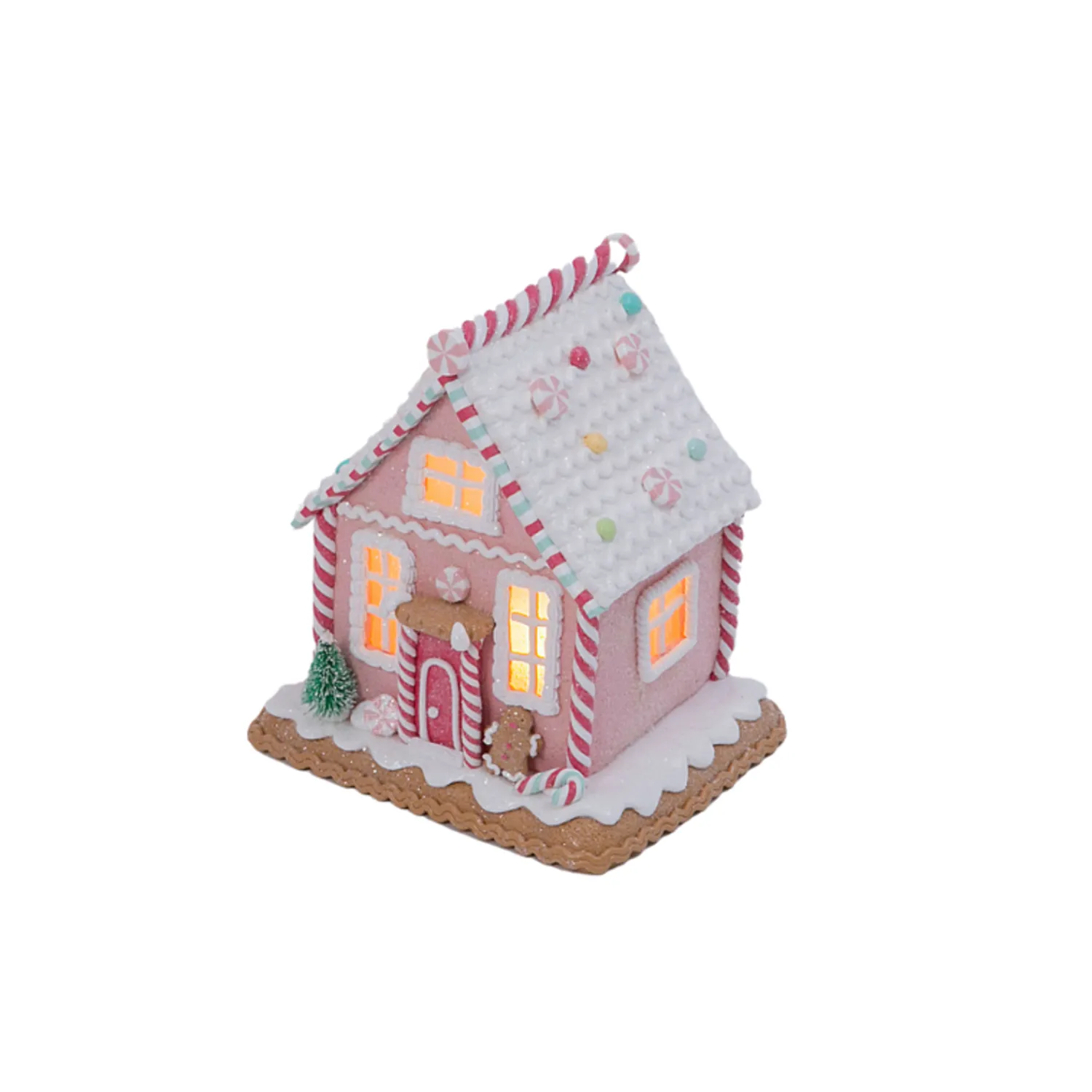 Outlet The Jolly Christmas Shop 5.8" Battery Operated Lighted Pastel Claydough Gingerbread House Christmas Figure 2497240