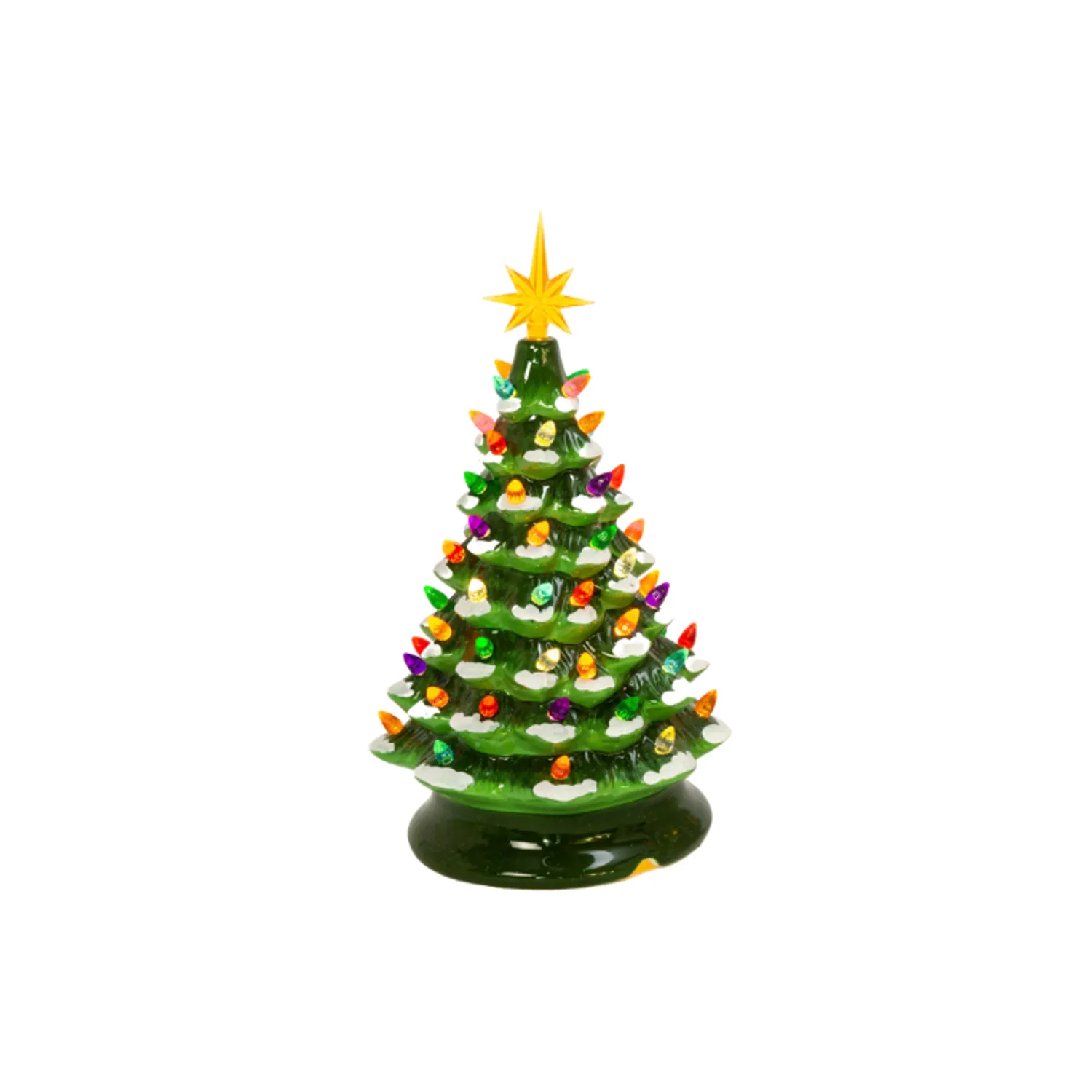 New The Jolly Christmas Shop 13.9" Battery Operated Lighted Musical Ceramic Christmas Tree Figure 2534180