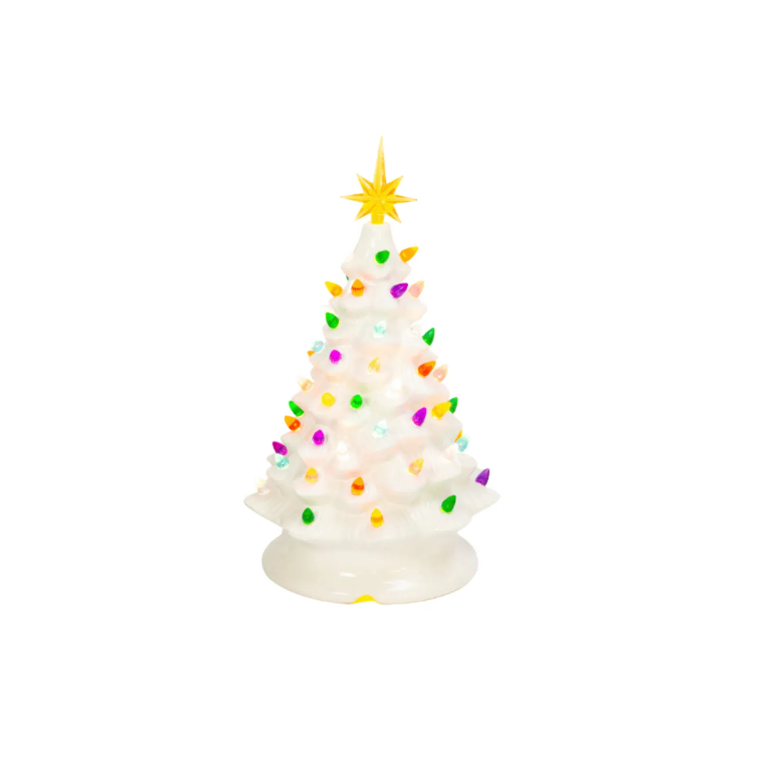 New The Jolly Christmas Shop 13.9" Battery Operated Lighted Musical Ceramic Christmas Tree Figure 2534180
