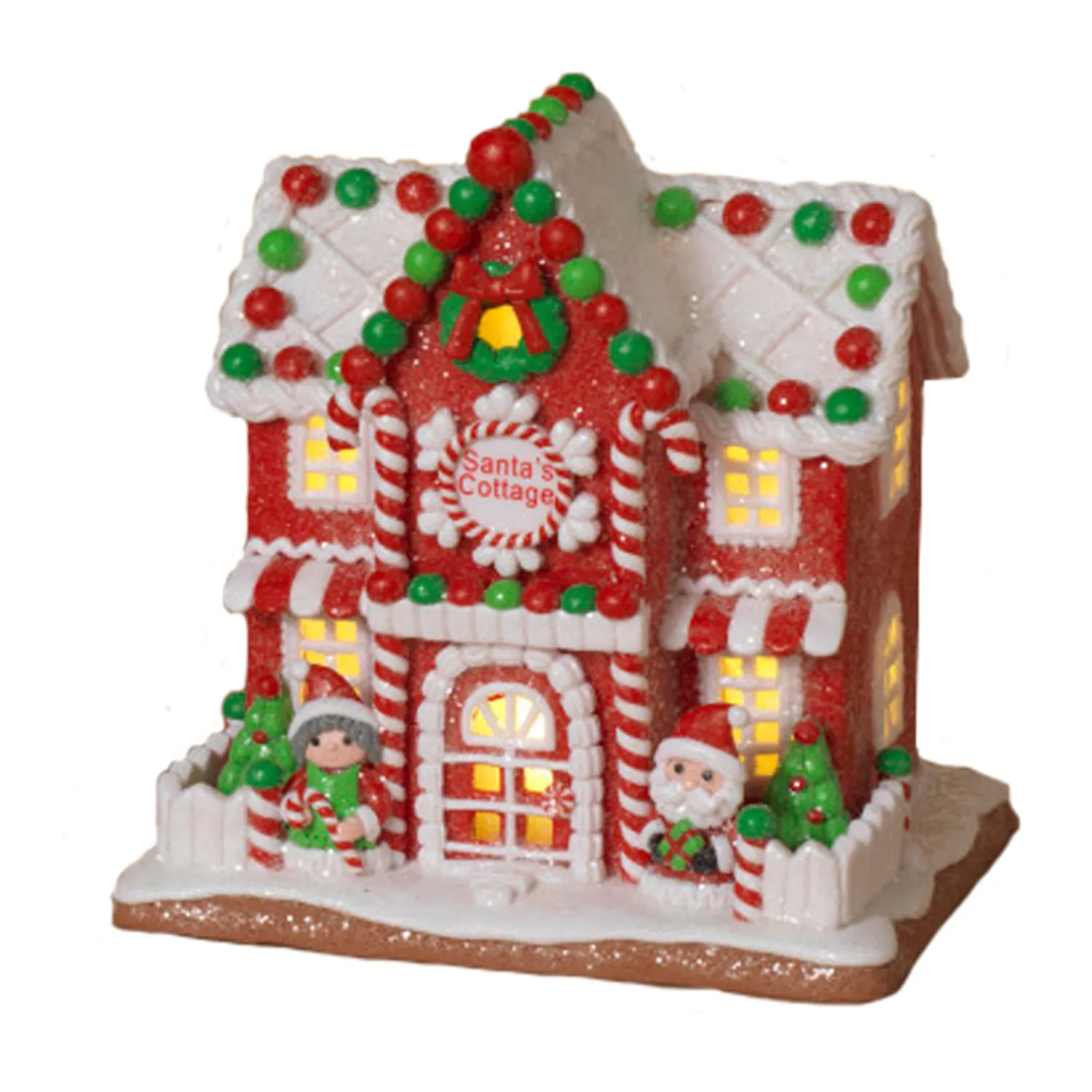 Hot The Jolly Christmas Shop 9" Battery Operated Lighted Clay Dough Gingerbread Christmas House 2659510