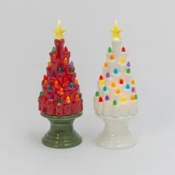 Online The Jolly Christmas Shop 12.9" Battery Operated Red And Green Or White Ceramic Christmas Tree Figure 2598020