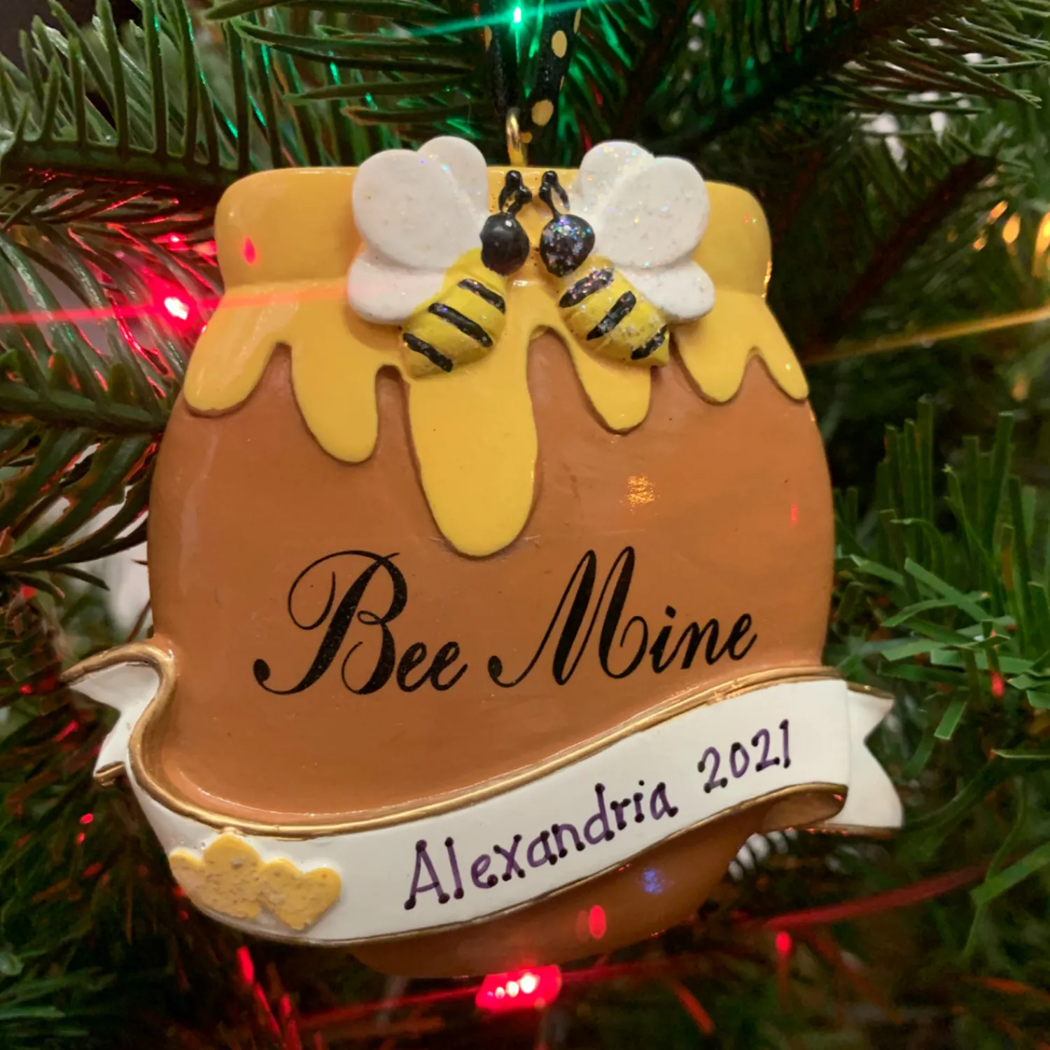 New The Jolly Christmas Shop 3" Beehive Personalized Christmas Ornament