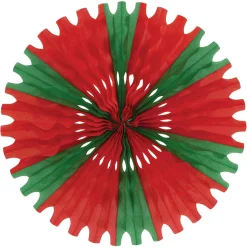 New The Jolly Christmas Shop 25" Beistle Vintage Red And Green Tissue Paper Fan Christmas Decoration 55293-RG