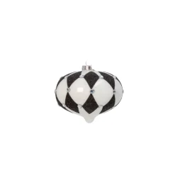 Hot The Jolly Christmas Shop 4.5" Black And White Harlequin Design Glass Christmas Ornament 2544420