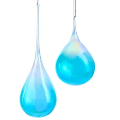 Best The Jolly Christmas Shop 5" Blue Drop Glass Christmas Ornament D3554
