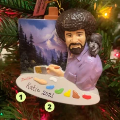 Discount The Jolly Christmas Shop 3.5" Bob Ross Painting Personalized Christmas Ornament BO2201