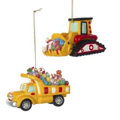 Discount The Jolly Christmas Shop 3.8" Candy Filled Construction Vehicle Ornament D3077