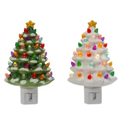 The Jolly Christmas Shop 6.1" Ceramic Christmas Tree Plug-In Christmas Night Light 2594380