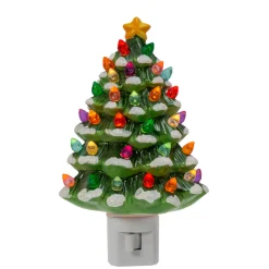 The Jolly Christmas Shop 6.1" Ceramic Christmas Tree Plug-In Christmas Night Light 2594380