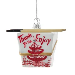 Hot The Jolly Christmas Shop 3.5" Chinese Take-Out Box Glass Christmas Ornament J9022