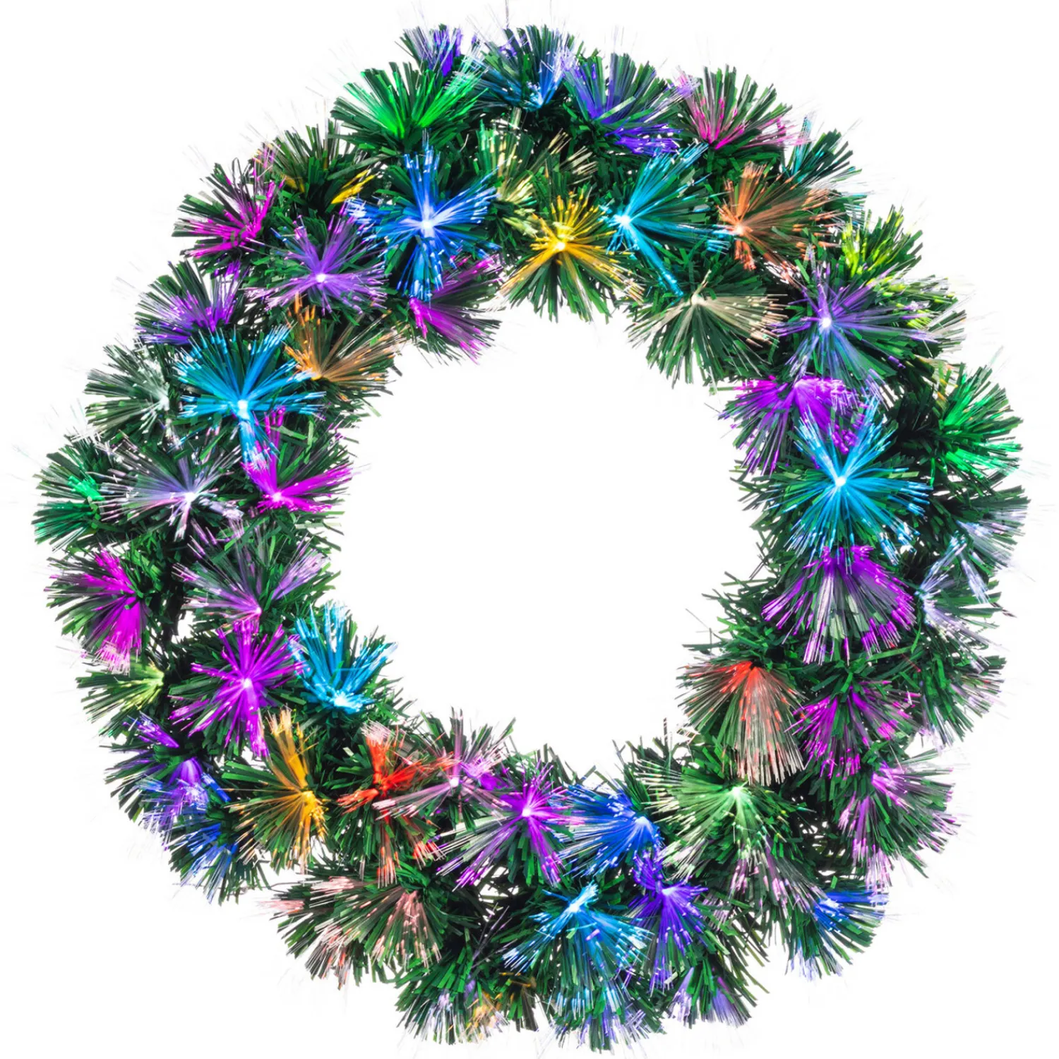 New The Jolly Christmas Shop 24" Color Changing Fiber Optic Tinsel Christmas Wreath 447597M