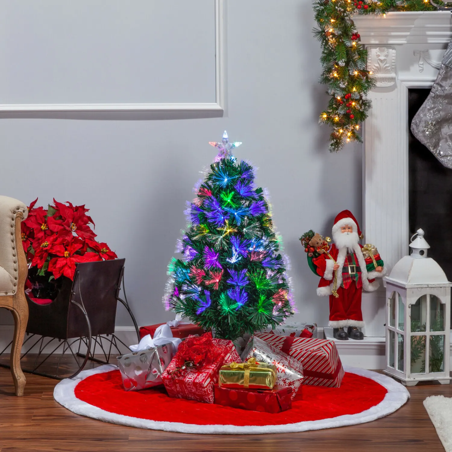 Clearance The Jolly Christmas Shop 3' Color Changing Fiber Optic Tinsel Christmas Tree 6522-30M