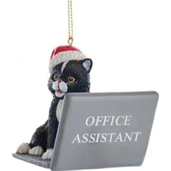 Best The Jolly Christmas Shop 3.25" Computer Cat With Santa Hat Christmas Ornament E0600