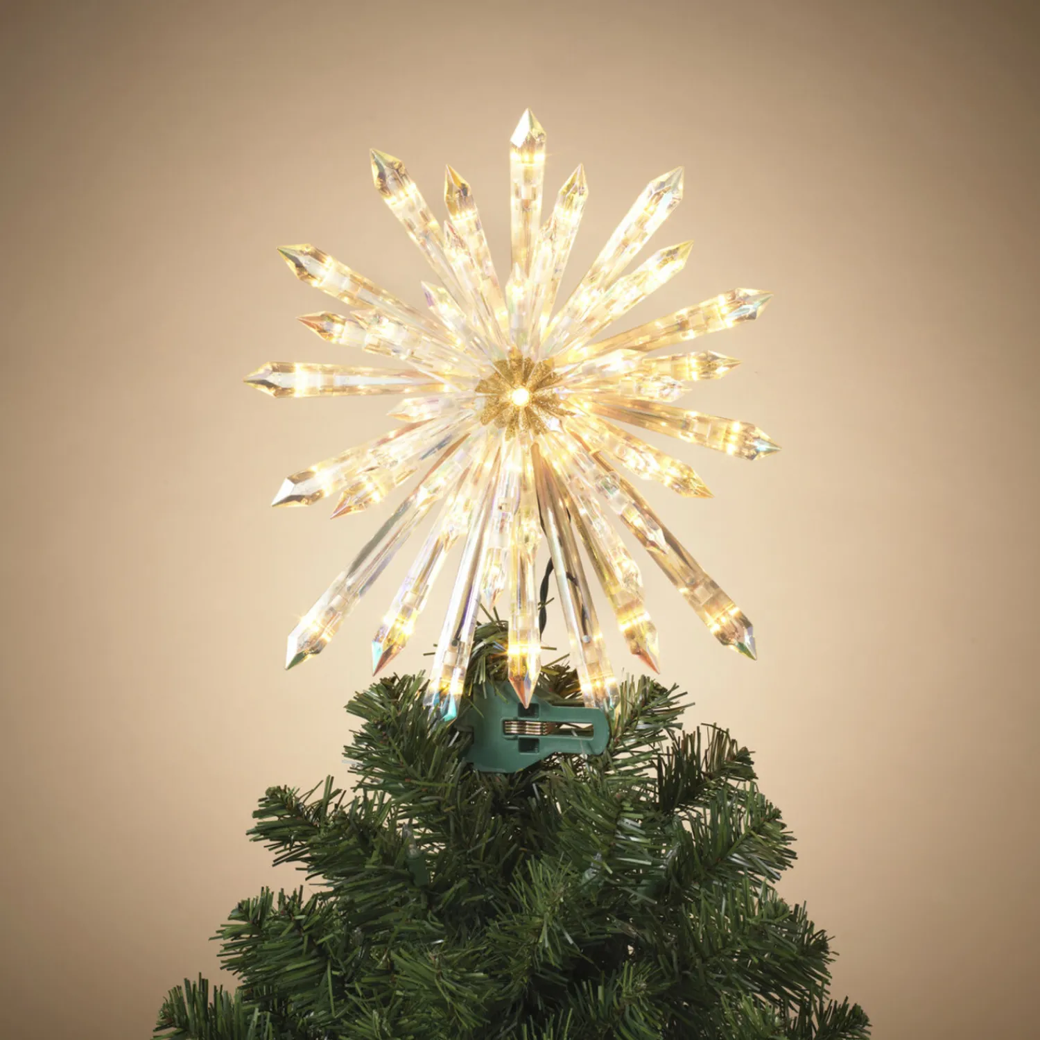 Best The Jolly Christmas Shop 13.5" Electric Lighted Glittered Crystal Starburst Christmas Tree Topper 2619000