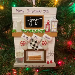Hot The Jolly Christmas Shop 5" Fireplace Mantle Stocking Family Of 3 Personalized Christmas Ornament OR2030-3