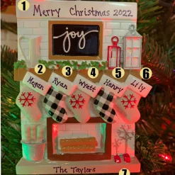 Sale The Jolly Christmas Shop 5" Fireplace Mantle Stocking Family Of 5 Personalized Christmas Ornament OR2030-5