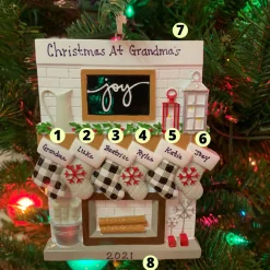 New The Jolly Christmas Shop 5" Fireplace Mantle Stocking Family Of 6 Personalized Christmas Ornament OR2030-6
