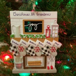 New The Jolly Christmas Shop 5" Fireplace Mantle Stocking Family Of 6 Personalized Christmas Ornament OR2030-6