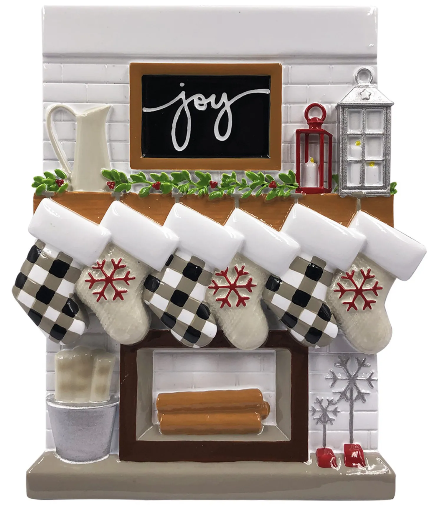New The Jolly Christmas Shop 5" Fireplace Mantle Stocking Family Of 6 Personalized Christmas Ornament OR2030-6