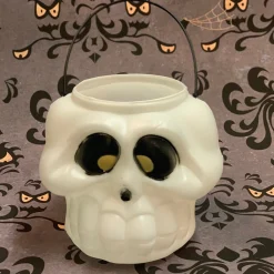 New The Jolly Christmas Shop 6" Ghost, Skull, Or Black Cat Halloween Blow Mold Candy Pails