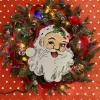 Sale The Jolly Christmas Shop 30" Handmade Vintage Inspired Santa Lighted Wreath W/ Shiny Brite Ornaments