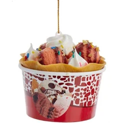 The Jolly Christmas Shop 2.6" Ice Cream Sundae With Waffle Cone Cup Christmas Ornament D3975