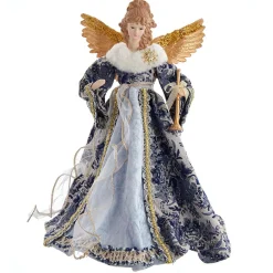 Hot The Jolly Christmas Shop 17" Indigo Blue Delft Angel Christmas Tree Topper J6099