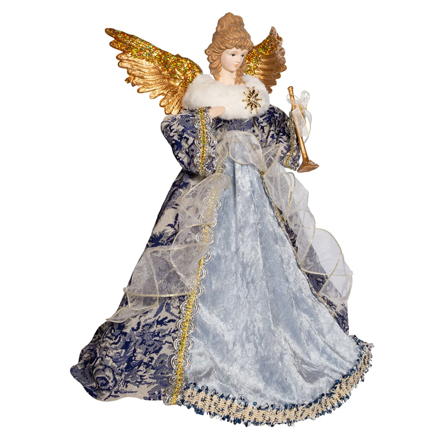 Hot The Jolly Christmas Shop 17" Indigo Blue Delft Angel Christmas Tree Topper J6099