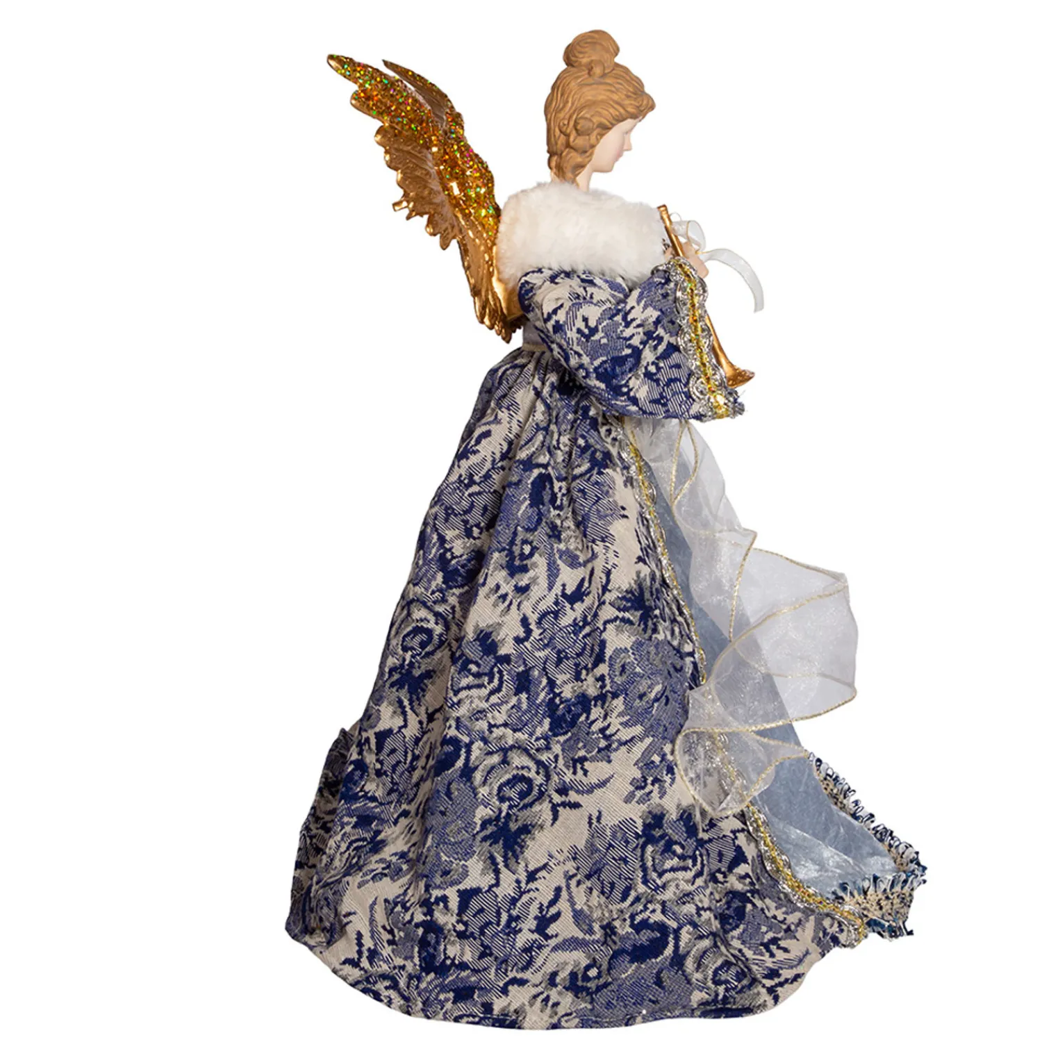 Hot The Jolly Christmas Shop 17" Indigo Blue Delft Angel Christmas Tree Topper J6099