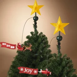 Discount The Jolly Christmas Shop 20" JOY Or Ho Ho Ho Electric Lighted Animated Santa Flying Around Tree Christmas Tree Topper 2604030