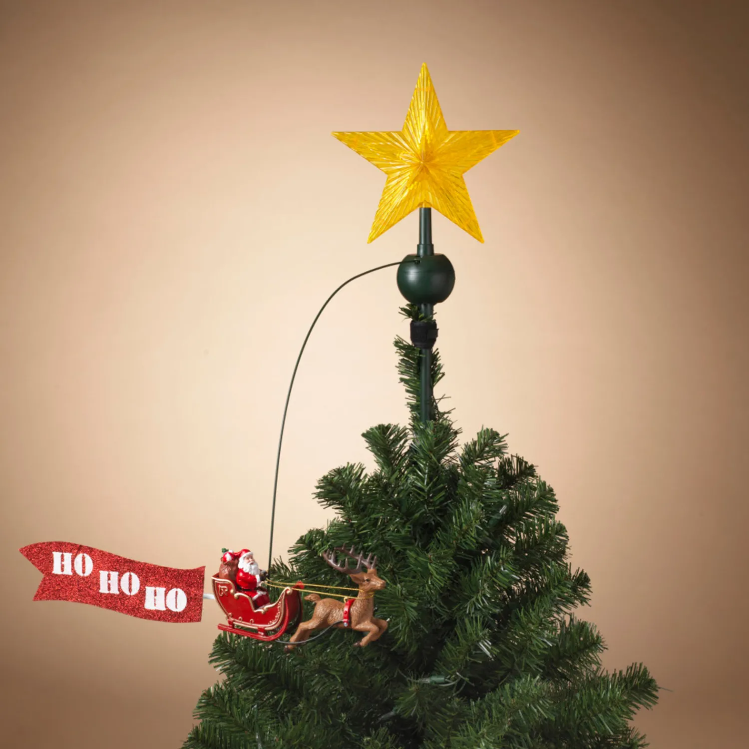 Discount The Jolly Christmas Shop 20" JOY Or Ho Ho Ho Electric Lighted Animated Santa Flying Around Tree Christmas Tree Topper 2604030