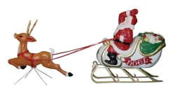 Clearance The Jolly Christmas Shop 72" Large Santa With Sleigh And Reindeer Blow Mold C6480