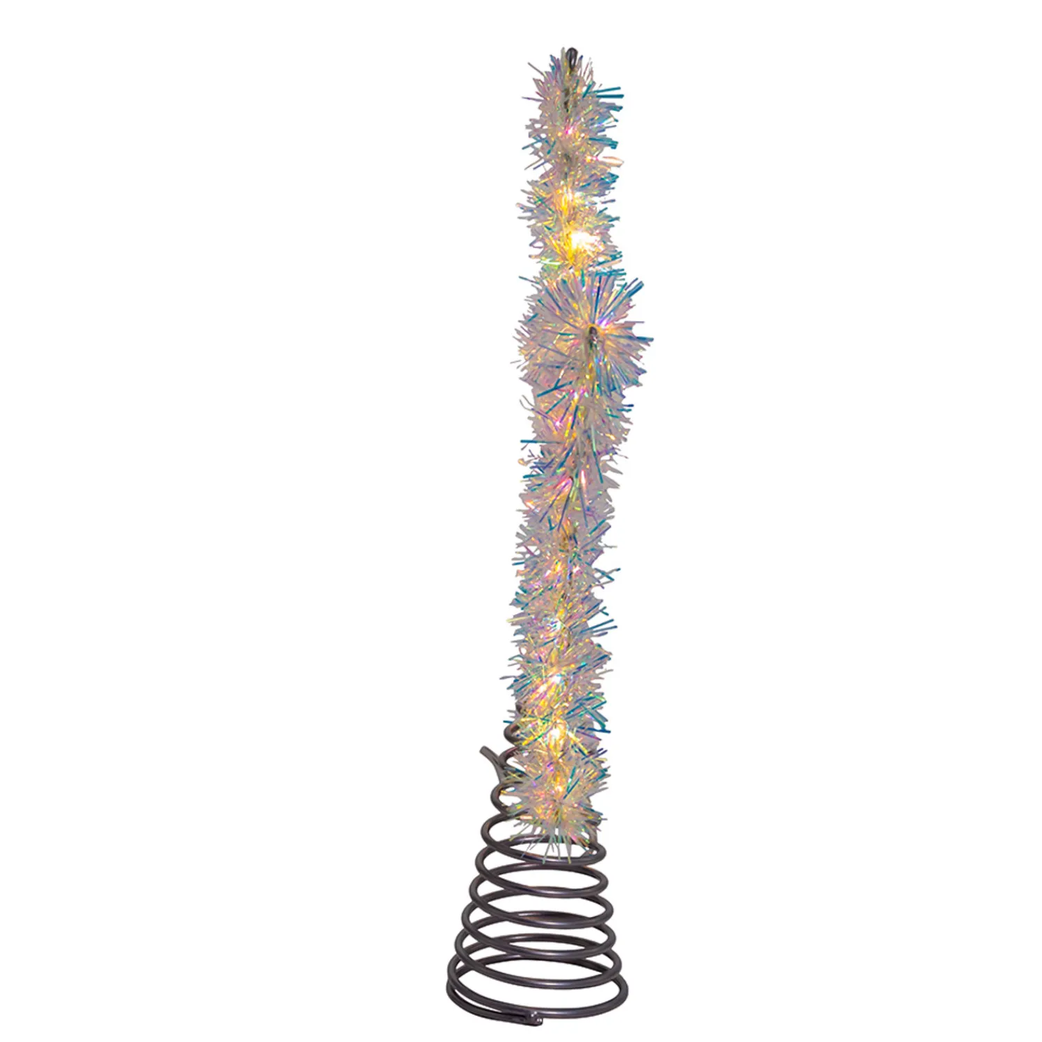 Best The Jolly Christmas Shop 12.2" LED Lighted Warm White Silver Tinsel Star Christmas Tree Topper AD1022WW