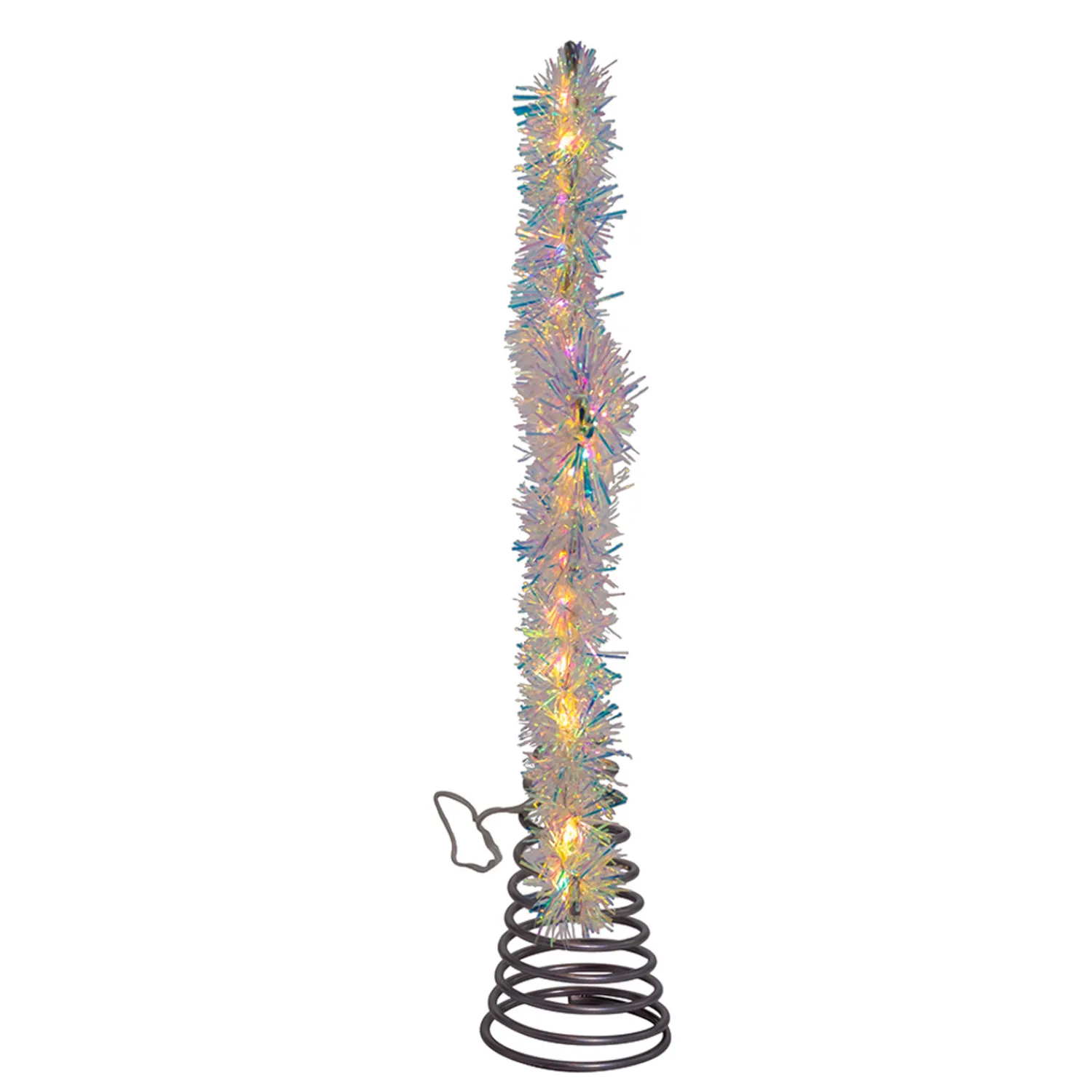 Best The Jolly Christmas Shop 12.2" LED Lighted Warm White Silver Tinsel Star Christmas Tree Topper AD1022WW