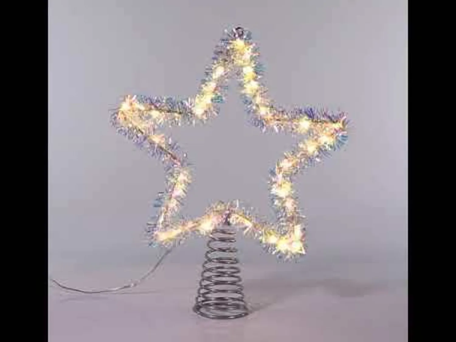 Best The Jolly Christmas Shop 12.2" LED Lighted Warm White Silver Tinsel Star Christmas Tree Topper AD1022WW