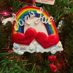 Sale The Jolly Christmas Shop 3.75" Love Is Love Rainbow Personalized Christmas Ornament W8454