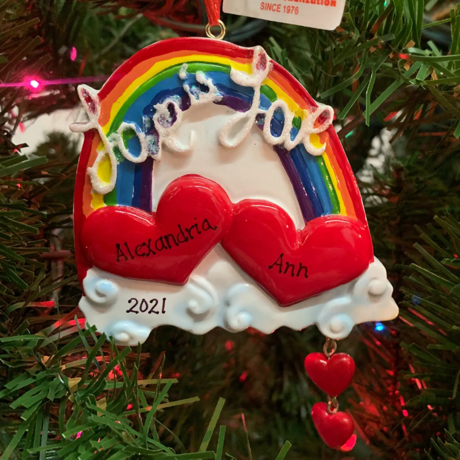 Sale The Jolly Christmas Shop 3.75" Love Is Love Rainbow Personalized Christmas Ornament W8454