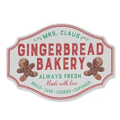 Hot The Jolly Christmas Shop 18" Metal Embossed Metal Gingerbread Christmas Sign 2604190