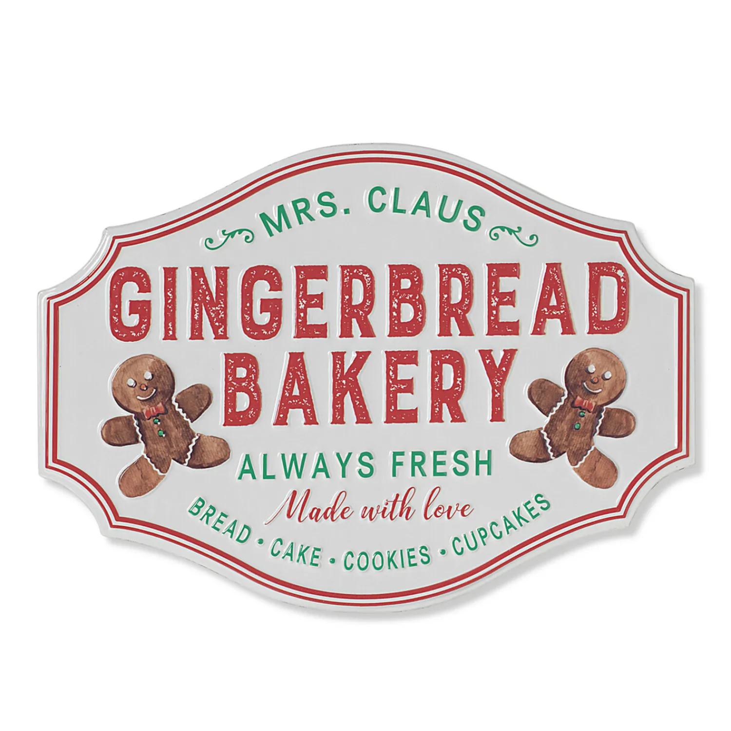 Hot The Jolly Christmas Shop 18" Metal Embossed Metal Gingerbread Christmas Sign 2604190
