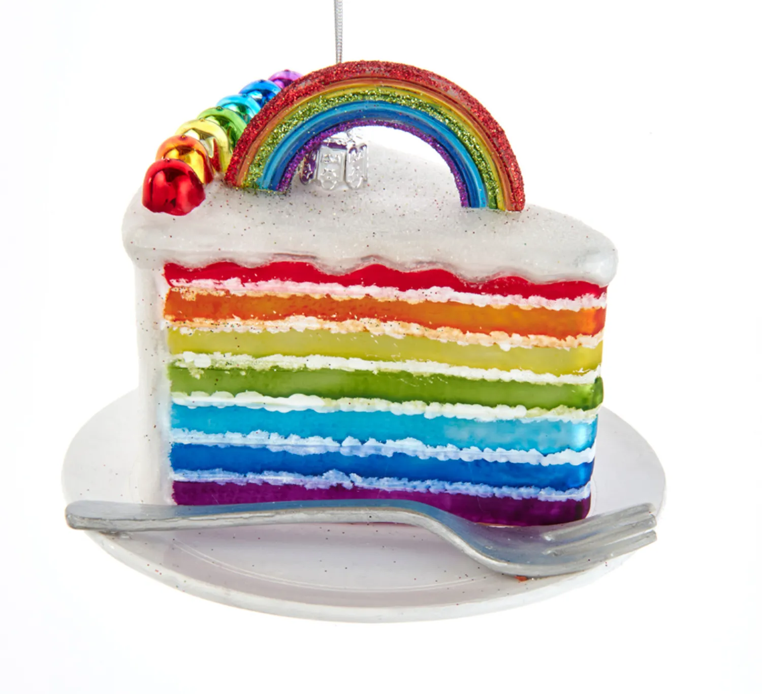 Sale The Jolly Christmas Shop 4.5" Noble Gems Rainbow Cake Slice Glass Christmas Ornament NBX0071