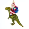 The Jolly Christmas Shop 5.25" Noble Gems Santa On Dinosaur Glass Christmas Ornament NBX0064
