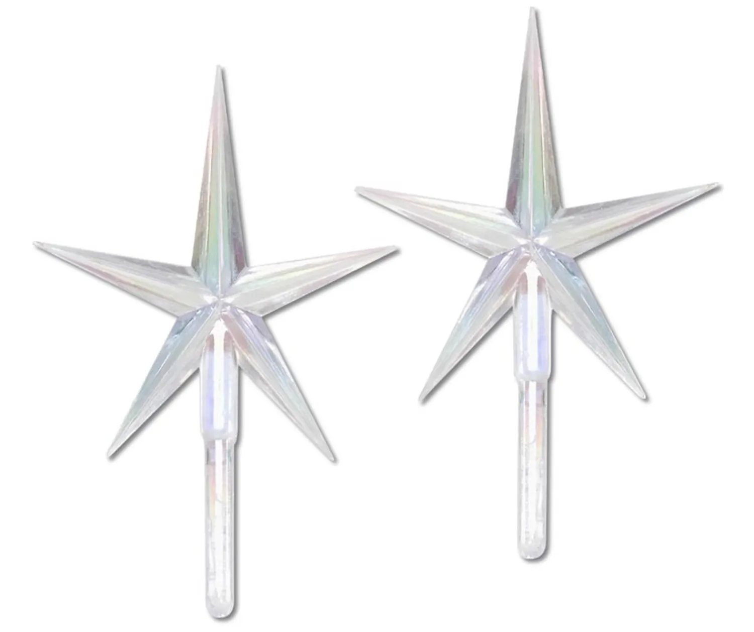 Outlet The Jolly Christmas Shop 2 Pack Large Clear Iridescent Ceramic Tree Plastic Replacement Star P0679